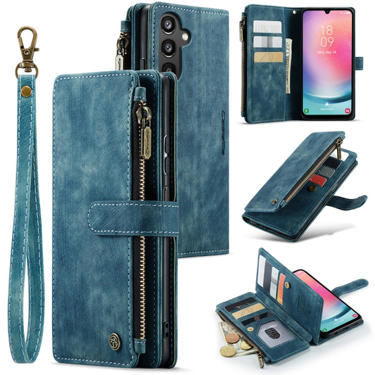 For Samsung Galaxy A24 4G CaseMe C30 Card Slots Zipper Wallet Leather Phone Case(Blue) by CaseMe