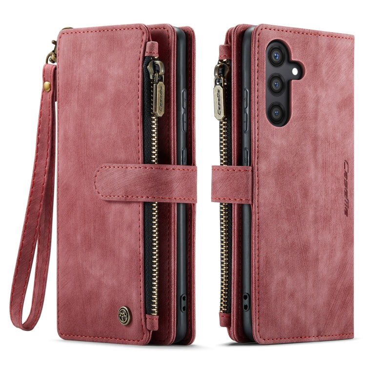 For Samsung Galaxy S24 5G CaseMe C30 Card Slots Zipper Wallet Leather Phone Case(Red) - Galaxy S24 5G Cases by CaseMe | Online Shopping UK | buy2fix