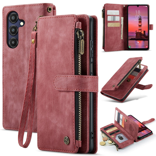 For Samsung Galaxy A25 4G CaseMe C30 Card Slots Zipper Wallet Leather Phone Case(Red) by CaseMe