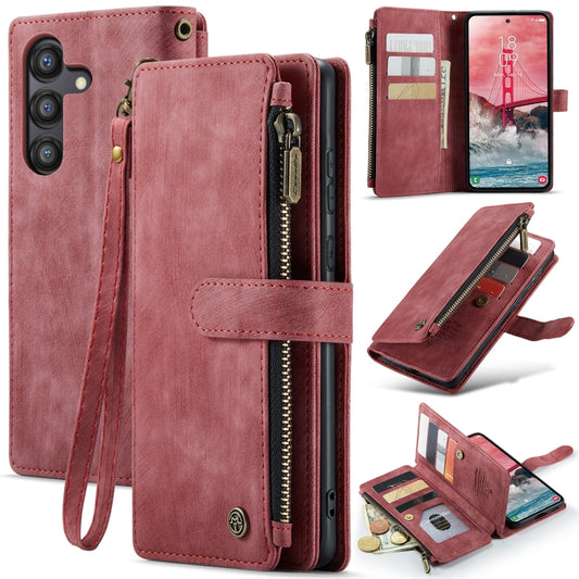 For Samsung Galaxy A55 5G CaseMe C30 Card Slots Zipper Wallet Leather Phone Case(Red) by CaseMe
