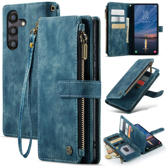For Samsung Galaxy A55 5G CaseMe C30 Card Slots Zipper Wallet Leather Phone Case(Blue) by CaseMe