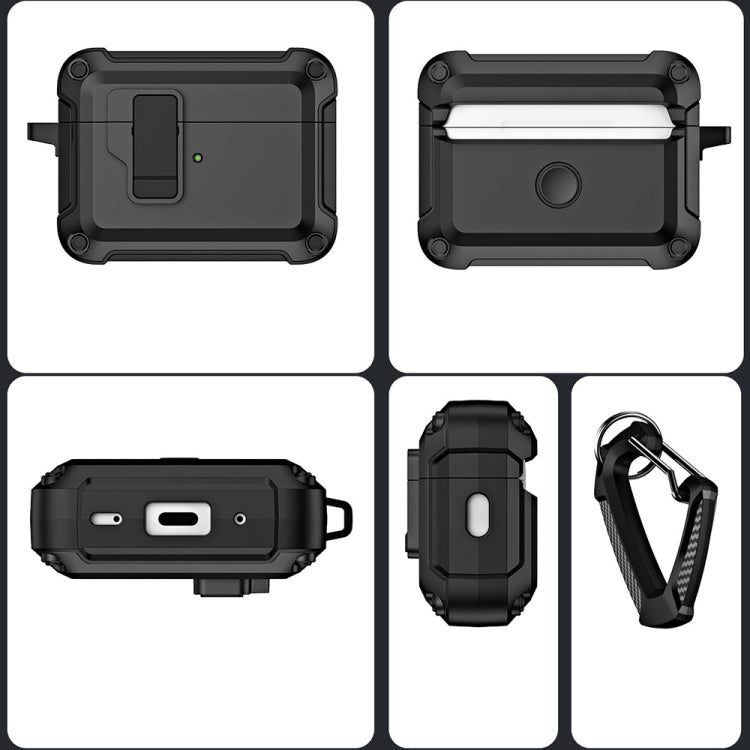 For AirPods Pro 2 TPU + PC Wireless Bluetooth Earphone Protective Case with Switch Lock & Hook(Red) - For AirPods Pro 2 by buy2fix | Online Shopping UK | buy2fix