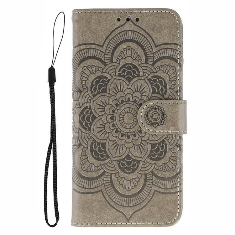 For iPhone Air Sun Mandala Embossing Leather Phone Case(Grey) - iPhone Air Cases by buy2fix | Online Shopping UK | buy2fix