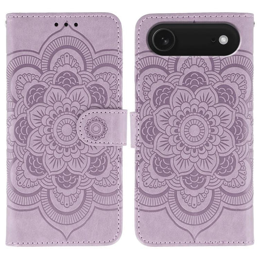 For iPhone Air Sun Mandala Embossing Leather Phone Case(Purple) - iPhone Air Cases by buy2fix | Online Shopping UK | buy2fix
