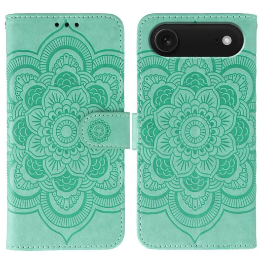 For iPhone Air Sun Mandala Embossing Leather Phone Case(Green) - iPhone Air Cases by buy2fix | Online Shopping UK | buy2fix