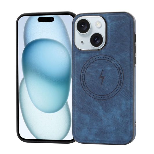 For iPhone 15 Plus Side PU Hybrid TPU Magsafe Phone Case(Blue) by buy2fix