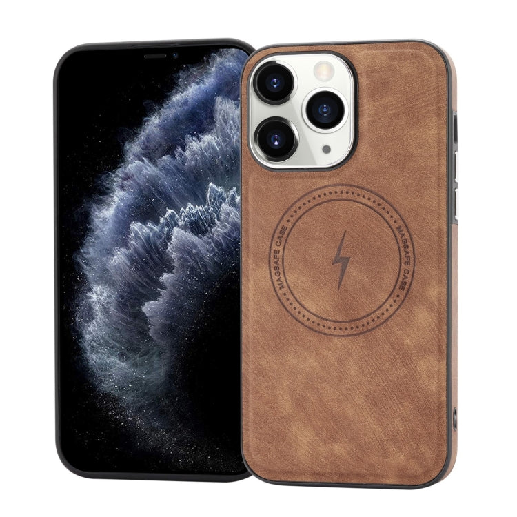 For iPhone 11 Pro Side PU Hybrid TPU Magsafe Phone Case(Brown) by buy2fix