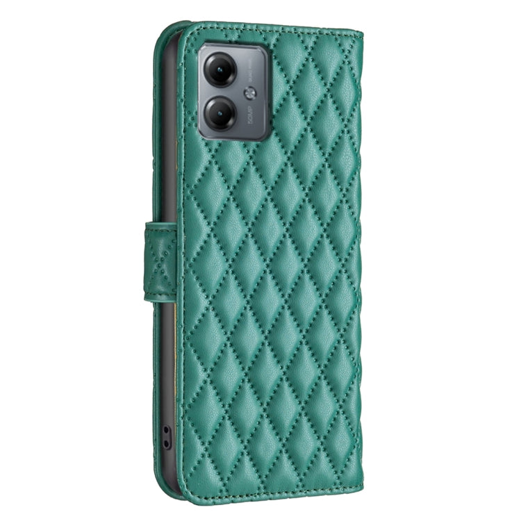 For Motorola Moto G14 4G Diamond Lattice Wallet Flip Leather Phone Case(Green) - Motorola Cases by buy2fix | Online Shopping UK | buy2fix