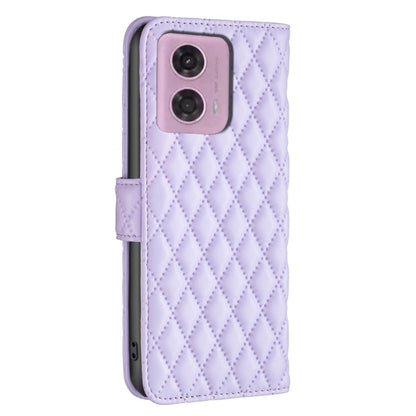 For Motorola Moto G34 5G Diamond Lattice Wallet Flip Leather Phone Case(Purple) - Motorola Cases by buy2fix | Online Shopping UK | buy2fix