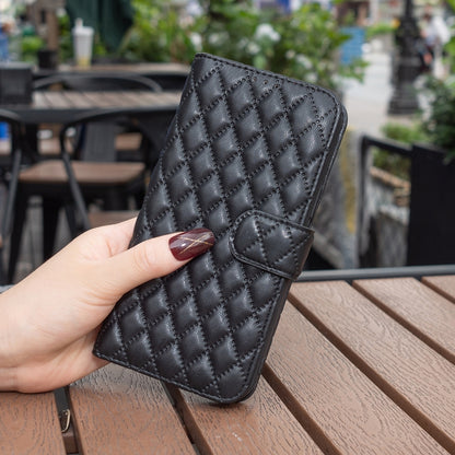 For Motorola Moto G24 Diamond Lattice Wallet Flip Leather Phone Case(Black) - Motorola Cases by buy2fix | Online Shopping UK | buy2fix