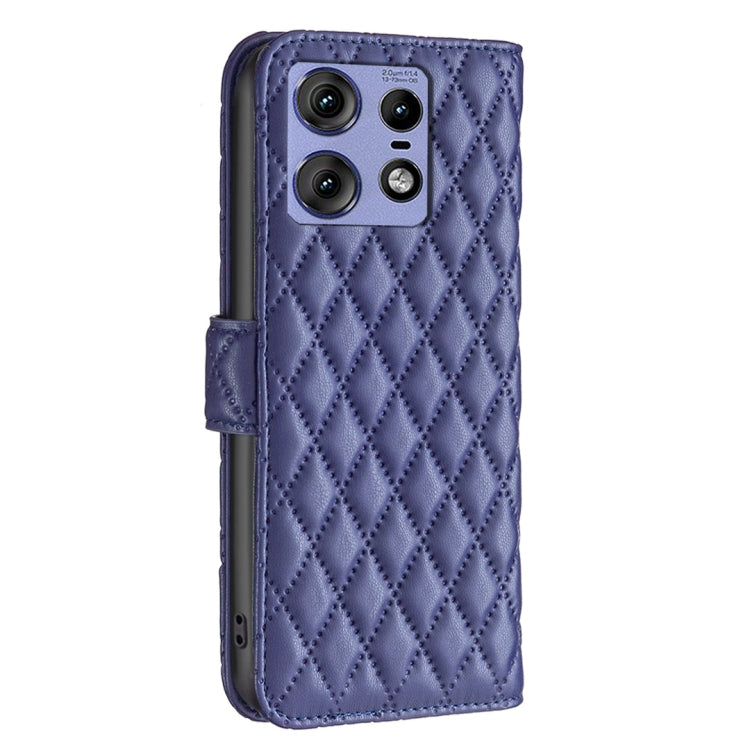 For Motorola Edge 50 Pro 5G Diamond Lattice Wallet Flip Leather Phone Case(Blue) - Motorola Cases by buy2fix | Online Shopping UK | buy2fix