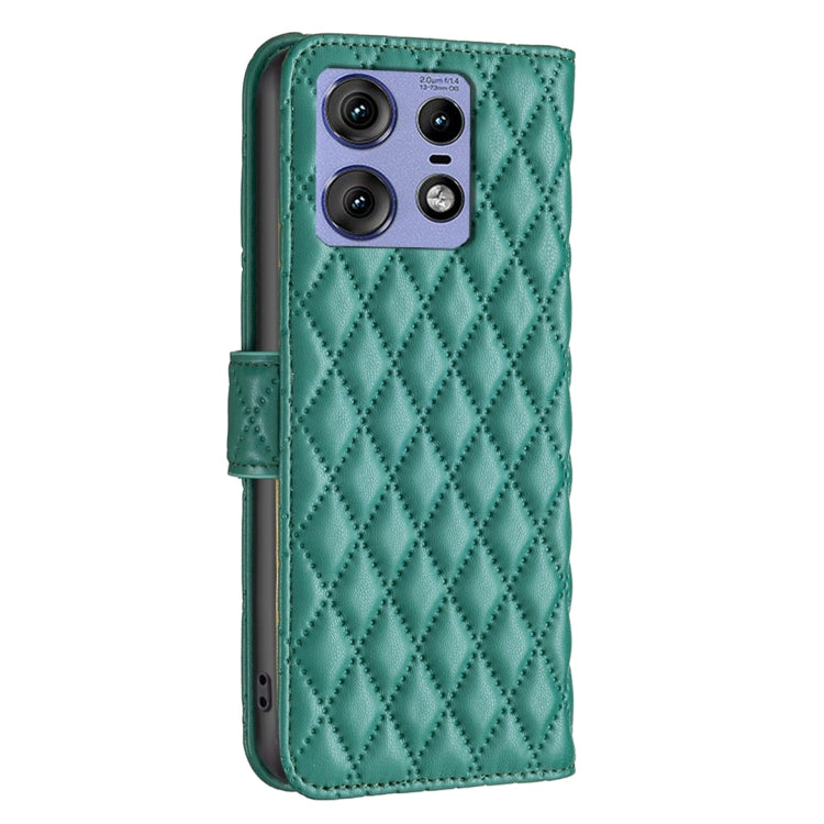For Motorola Edge 50 Pro 5G Diamond Lattice Wallet Flip Leather Phone Case(Green) - Motorola Cases by buy2fix | Online Shopping UK | buy2fix