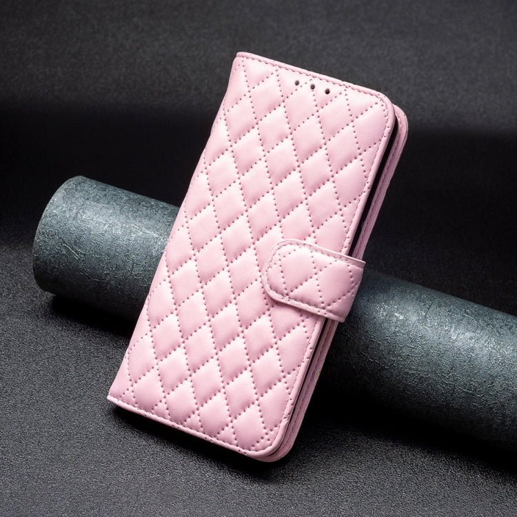 For Motorola Edge 50 Pro 5G Diamond Lattice Wallet Flip Leather Phone Case(Pink) - Motorola Cases by buy2fix | Online Shopping UK | buy2fix