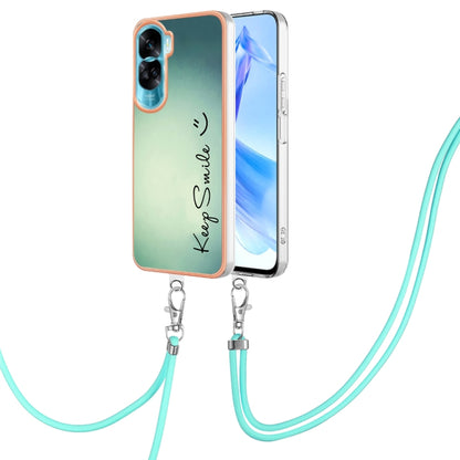 For Honor 90 Lite 5G Electroplating Dual-side IMD Phone Case with Lanyard(Smile) - Honor Cases by buy2fix | Online Shopping UK | buy2fix