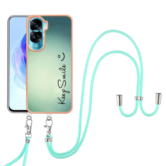 For Honor 90 Lite 5G Electroplating Dual-side IMD Phone Case with Lanyard(Smile) by buy2fix