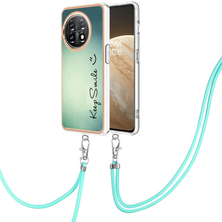 For OnePlus 11 Electroplating Dual-side IMD Phone Case with Lanyard(Smile) by buy2fix