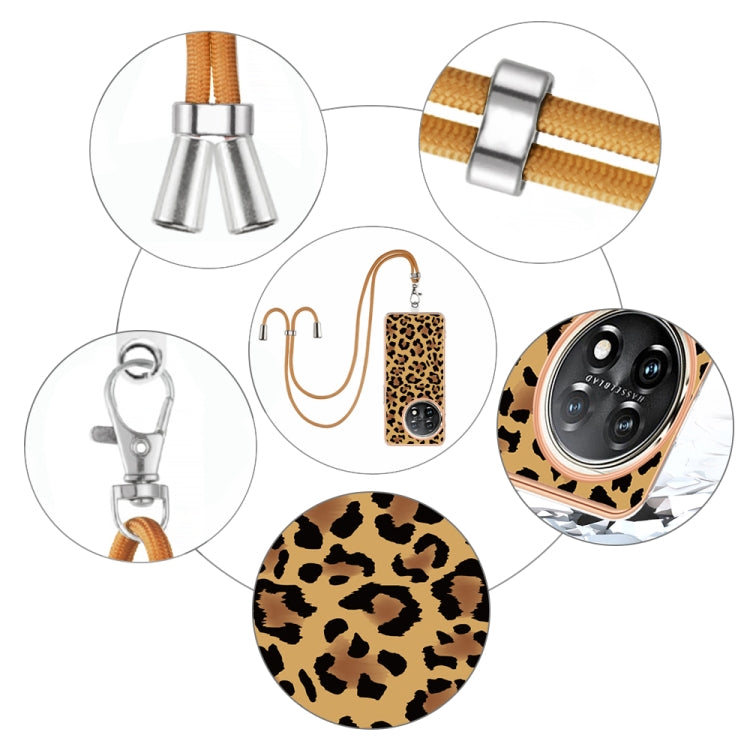 For OnePlus 11 Electroplating Dual-side IMD Phone Case with Lanyard(Leopard Print) by buy2fix