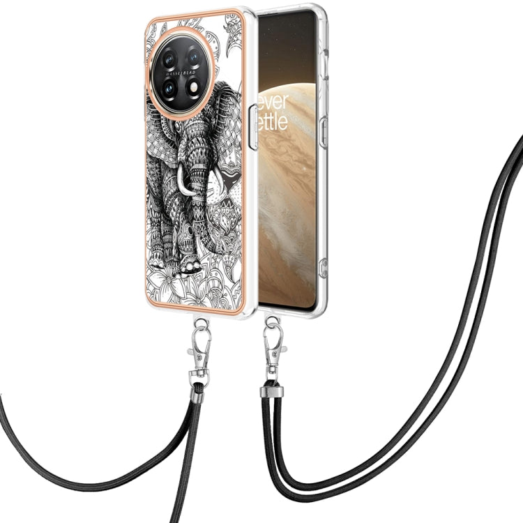 For OnePlus 11 Electroplating Dual-side IMD Phone Case with Lanyard(Totem Elephant) by buy2fix