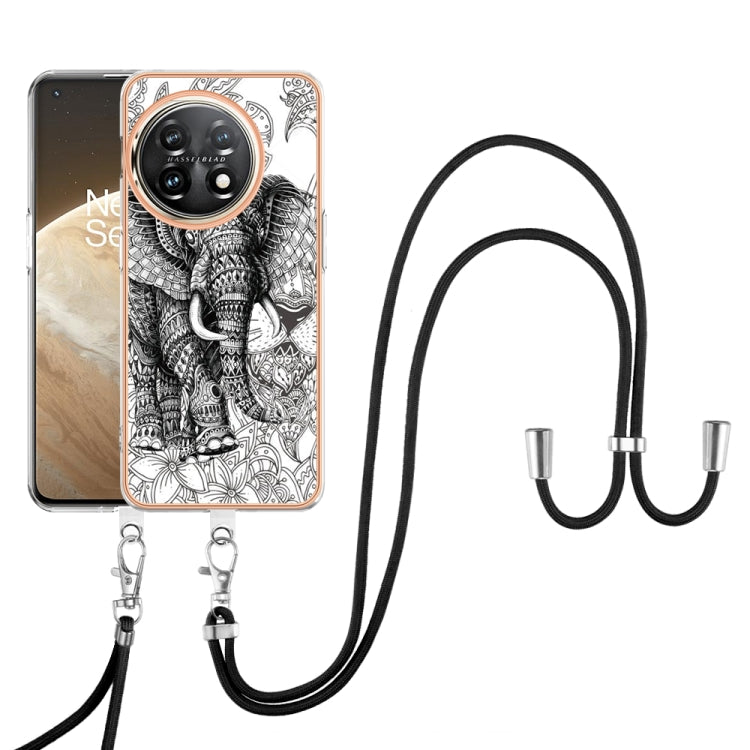 For OnePlus 11 Electroplating Dual-side IMD Phone Case with Lanyard(Totem Elephant) by buy2fix