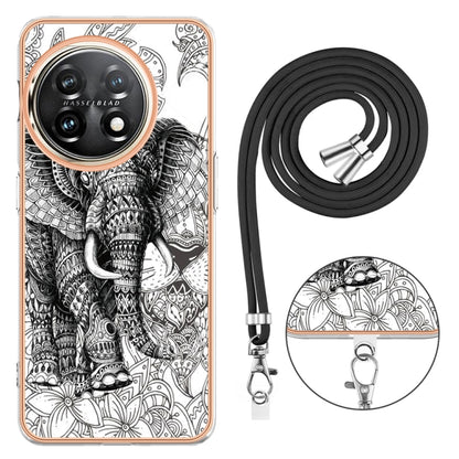 For OnePlus 11 Electroplating Dual-side IMD Phone Case with Lanyard(Totem Elephant) by buy2fix