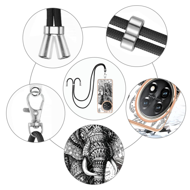 For OnePlus 11 Electroplating Dual-side IMD Phone Case with Lanyard(Totem Elephant) by buy2fix