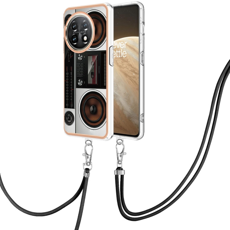 For OnePlus 11 Electroplating Dual-side IMD Phone Case with Lanyard(Retro Radio) by buy2fix