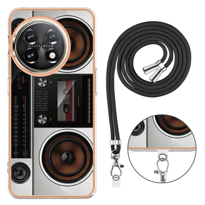 For OnePlus 11 Electroplating Dual-side IMD Phone Case with Lanyard(Retro Radio) by buy2fix