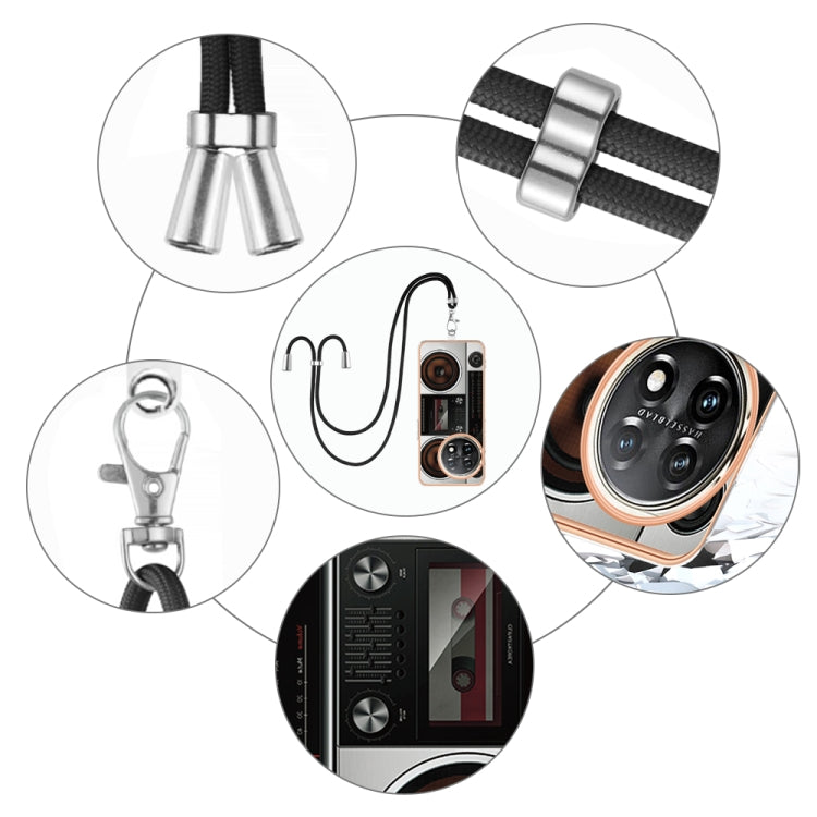 For OnePlus 11 Electroplating Dual-side IMD Phone Case with Lanyard(Retro Radio) by buy2fix