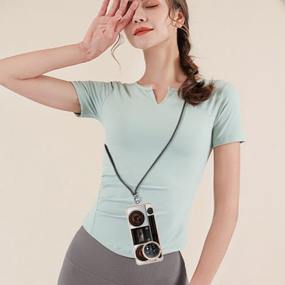 For OnePlus 11 Electroplating Dual-side IMD Phone Case with Lanyard(Retro Radio) by buy2fix