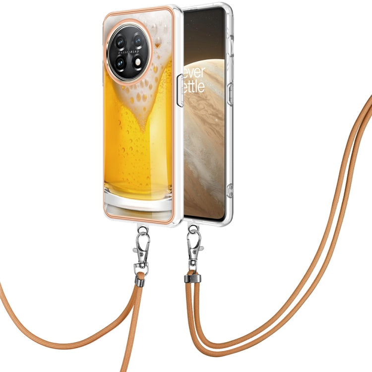 For OnePlus 11 Electroplating Dual-side IMD Phone Case with Lanyard(Draft Beer) by buy2fix
