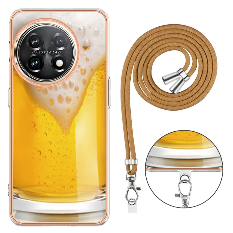 For OnePlus 11 Electroplating Dual-side IMD Phone Case with Lanyard(Draft Beer) by buy2fix