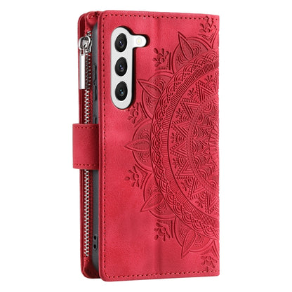 For Samsung Galaxy S23+ 5G Multi-Card Totem Zipper Leather Phone Case(Red) - Galaxy S23+ 5G Cases by buy2fix | Online Shopping UK | buy2fix