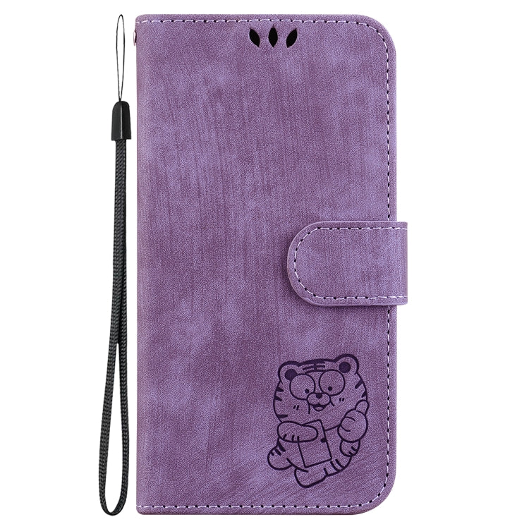 For Google Pixel 9 Pro Little Tiger Embossed Leather Phone Case(Purple) - Google Cases by buy2fix | Online Shopping UK | buy2fix