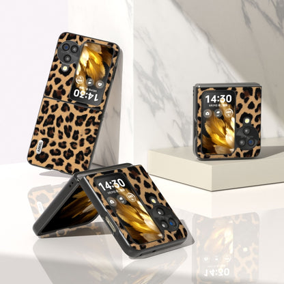 For OPPO Find N3 Flip ABEEL Black Edge Leopard Phone Case(Leopard Print) - Find N3 Flip Cases by buy2fix | Online Shopping UK | buy2fix