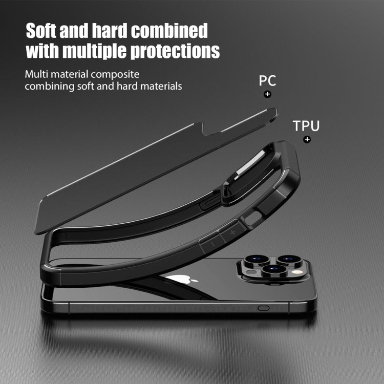 For iPhone 15 iPAKY YJ Series Transparent PC+TPU Phone Case(Black) - iPhone 15 Cases by iPAKY | Online Shopping UK | buy2fix