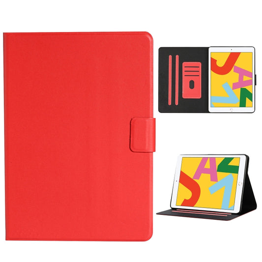 For iPad 10.2 Solid Color Horizontal Flip Leather Case with Card Slots & Holder & Sleep / Wake-up Function(Red) - iPad 10.2 Cases by buy2fix | Online Shopping UK | buy2fix