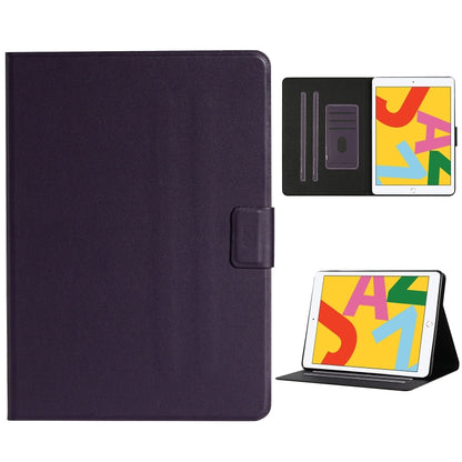For iPad 10.2 Solid Color Horizontal Flip Leather Case with Card Slots & Holder & Sleep / Wake-up Function(Purple) - iPad 10.2 Cases by buy2fix | Online Shopping UK | buy2fix