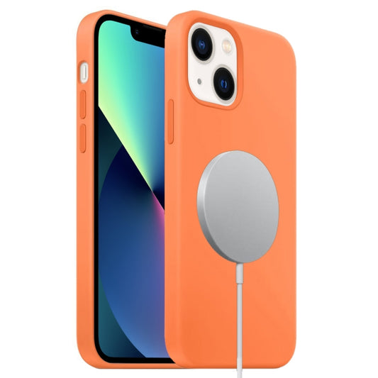 For iPhone 13 mini Liquid Silicone Full Coverage MagSafe Phone Case(Orange) - iPhone 13 mini Cases by buy2fix | Online Shopping UK | buy2fix