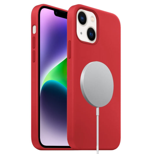 For iPhone 14 Liquid Silicone Full Coverage MagSafe Phone Case(Red) by buy2fix