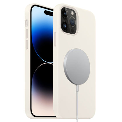 For iPhone 14 Pro Max Liquid Silicone Full Coverage MagSafe Phone Case(White) by buy2fix