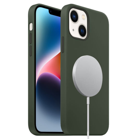 For iPhone 15 Liquid Silicone Full Coverage MagSafe Phone Case(Deep Green) by buy2fix