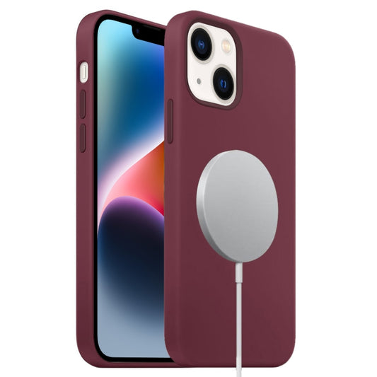 For iPhone 15 Liquid Silicone Full Coverage MagSafe Phone Case(Wine Red) by buy2fix