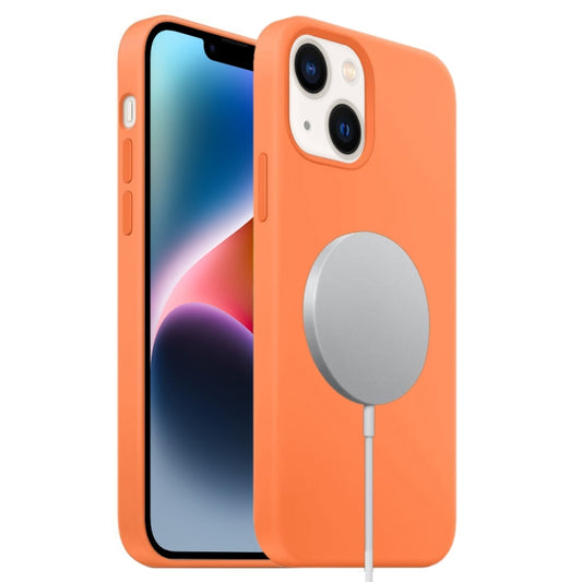 For iPhone 15 Plus Liquid Silicone Full Coverage MagSafe Phone Case(Orange) by buy2fix