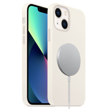 For iPhone 13 Liquid Silicone Full Coverage MagSafe Phone Case(White) by buy2fix