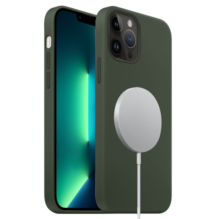 For iPhone 13 Pro Max Liquid Silicone Full Coverage MagSafe Phone Case(Deep Green) by buy2fix