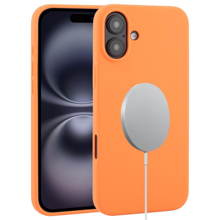 For iPhone 16 Plus Liquid Silicone Full Coverage MagSafe Phone Case(Orange) by buy2fix