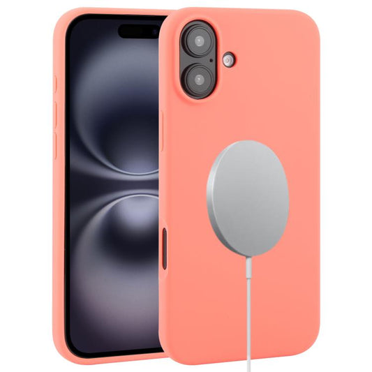 For iPhone 16 Plus Liquid Silicone Full Coverage MagSafe Phone Case(Pink Orange) by buy2fix