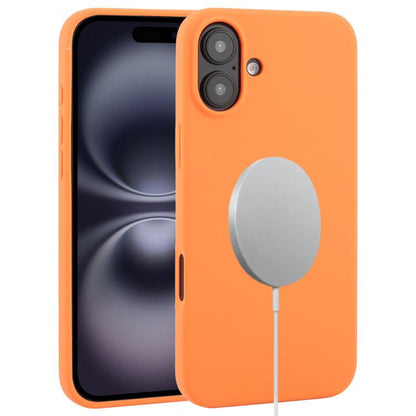 For iPhone 16 Liquid Silicone Full Coverage MagSafe Phone Case(Orange) by buy2fix