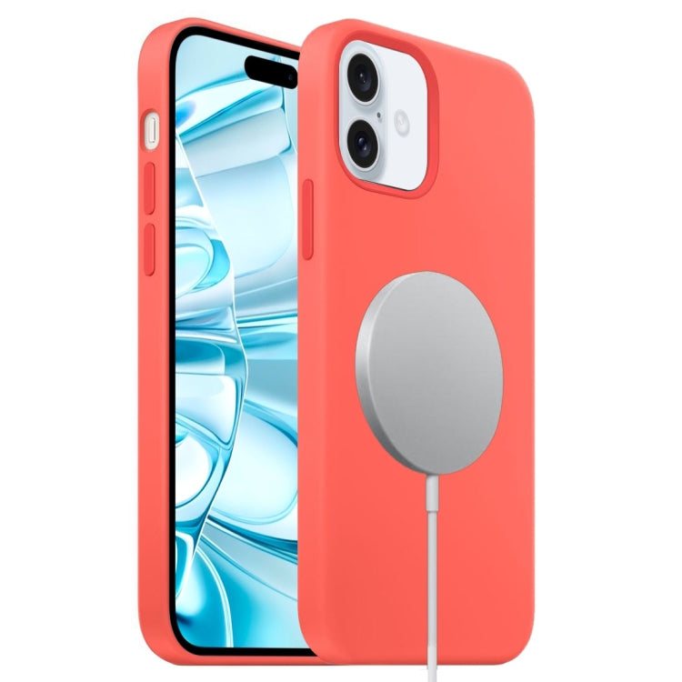 For iPhone 16 Liquid Silicone Full Coverage MagSafe Phone Case(Pink Orange) - iPhone 16 Cases by buy2fix | Online Shopping UK | buy2fix