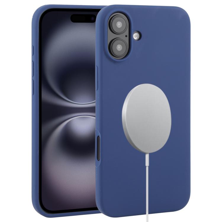 For iPhone 16 Liquid Silicone Full Coverage MagSafe Phone Case(Navy Blue) by buy2fix